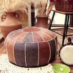 (Brown) Moroccan Leather Pouf Set